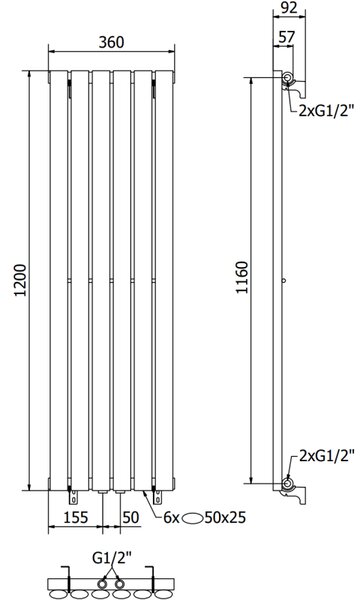 Mexen Oregon, fűtőelem 1200 x 360 mm, 417 W, fehér, W202-1200-350-00-20