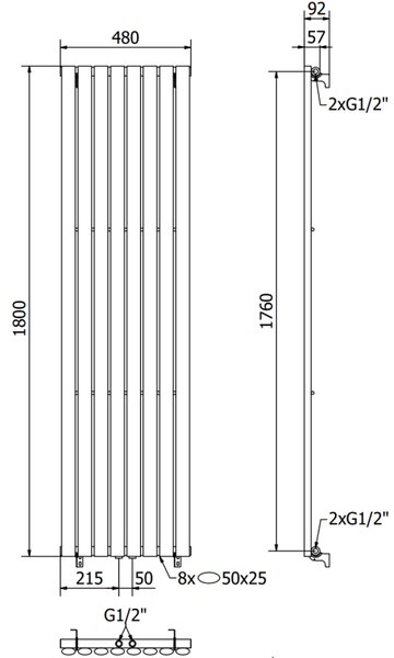 Mexen Oregon, fűtőelem 1800x480 mm, 805 W, antracit, W202-1800-490-00-66