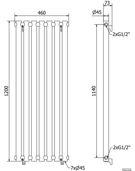 Mexen Texas, fűtőelem 1200 x 460 mm, 502 W, fehér, W203-1200-460-00-20