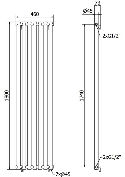 Mexen Texas, fűtőelem 1800 x 460 mm, 719 W, fehér, W203-1800-460-00-20