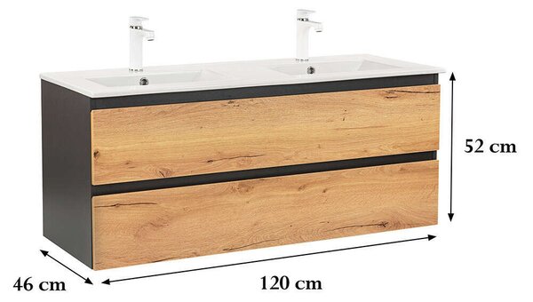 Vario Forte Mosdószekrény - 120 cm - Antracit-Tölgy