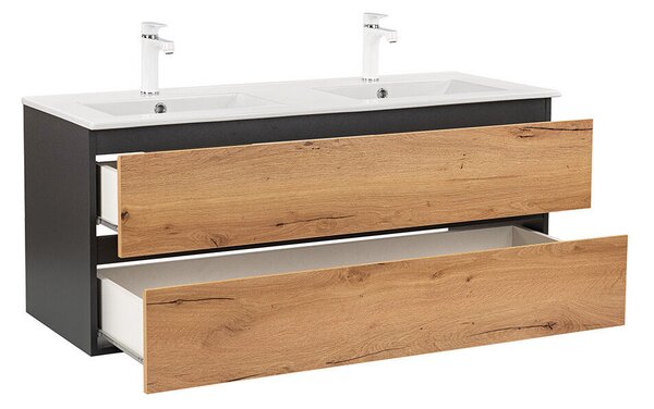Vario Forte Mosdószekrény - 120 cm - Antracit-Tölgy