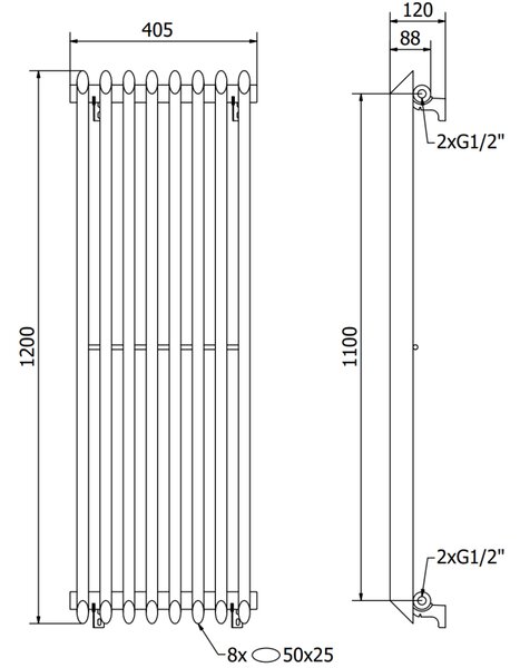 Mexen Atlanta, fűtőelem 1200x405 mm, 646 W, fehér, W211-1200-405-00-20