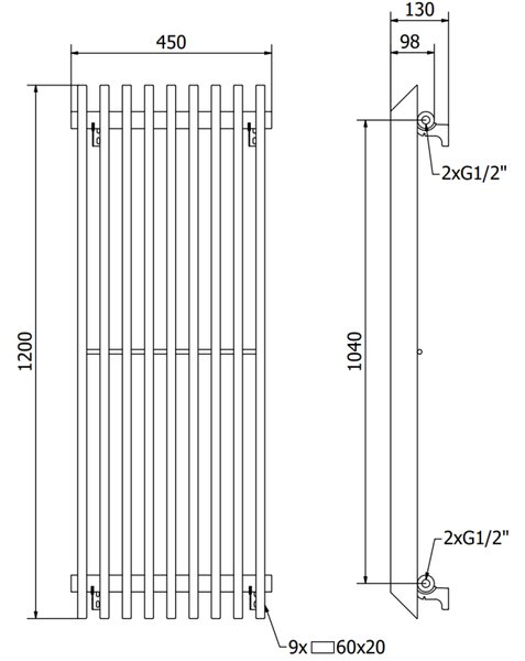 Mexen Aurora, fűtőelem 1200x450 mm, 917 W, fehér, W212-1200-450-00-20