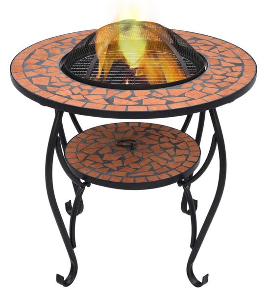 Terrakotta kerámia mozaik tűztál asztallal 68 cm