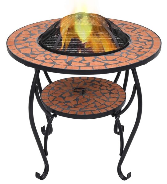 Terrakotta kerámia mozaik tűztál asztallal 68 cm