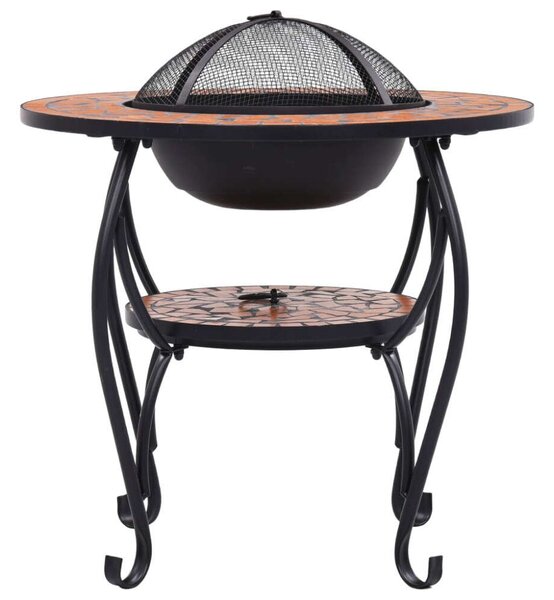 Terrakotta kerámia mozaik tűztál asztallal 68 cm