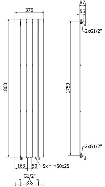 Mexen Boston, fűtőelem 1800 x 376 mm, 740 W, fehér, W213-1800-376-01-20