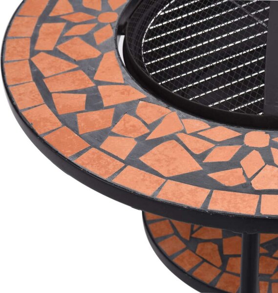 Terrakotta kerámia mozaik tűztál asztallal 68 cm