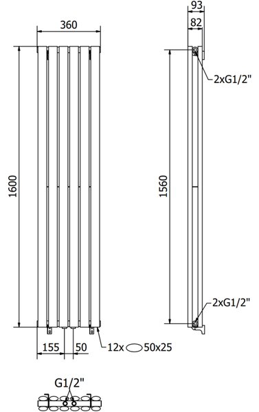 Mexen Dallas, fűtőelem 1600x360 mm, 1039 W, antracit, W214-1600-360-00-66
