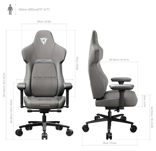 ThunderX3 Core Loft Gamer Szék - Szürke