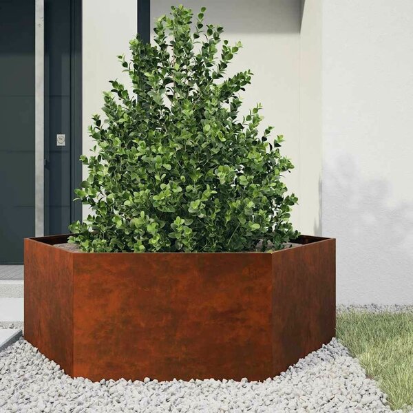 Corten Acél Növénytartó - Hatlapú - 120x120x45 cm