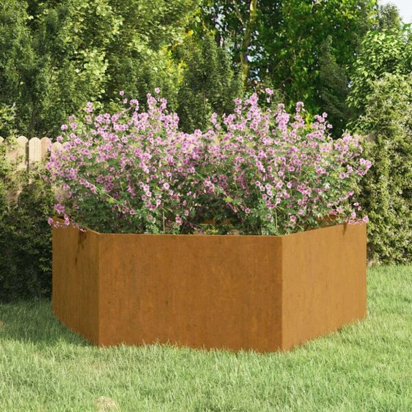 Corten Acél Növénytartó - Hatlapú - 120x120x45 cm