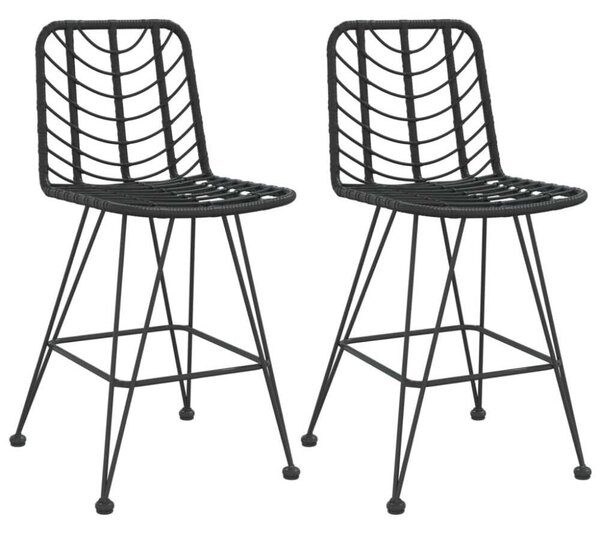 VidaXL Két Darab Bárszék - Fekete Rattan - 45x56x103,5 cm