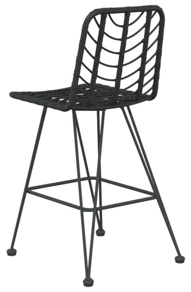 VidaXL Két Darab Bárszék - Fekete Rattan - 45x56x103,5 cm