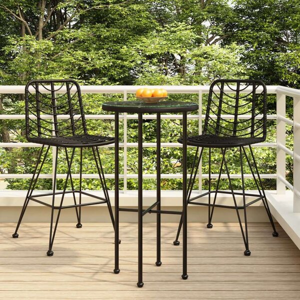 VidaXL Két Darab Bárszék - Fekete Rattan - 45x56x103,5 cm