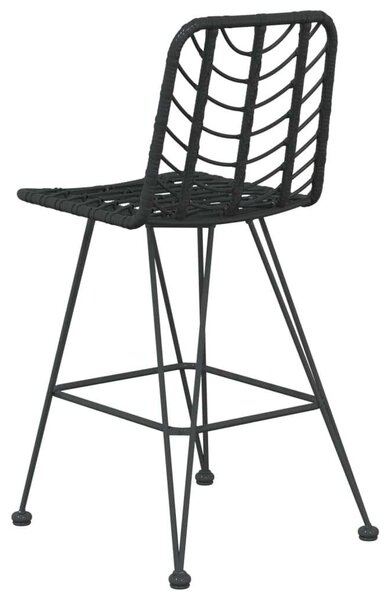 VidaXL Két Darab Bárszék - Fekete Rattan - 45x56x103,5 cm