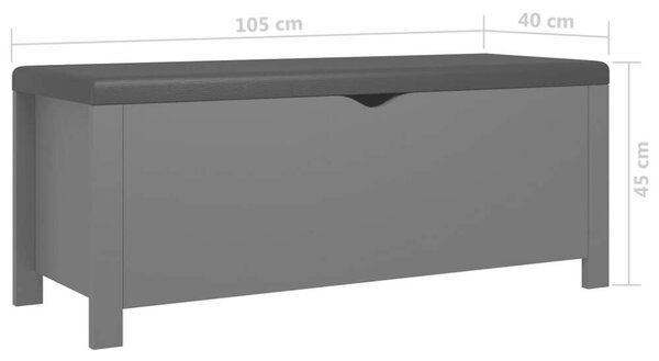 VidaXL szürke forgácslap tárolódoboz párnával 105 x 40 x 45 cm