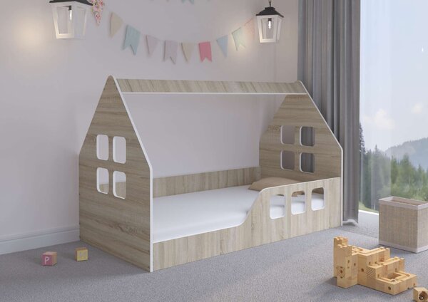 Montessori HÁZIKÓ gyerekágy SONOMA 160x80cm - ajándék matraccal - jobbos