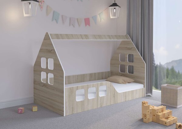 Montessori HÁZIKÓ gyerekágy SONOMA 160x80cm - ajándék matraccal - balos