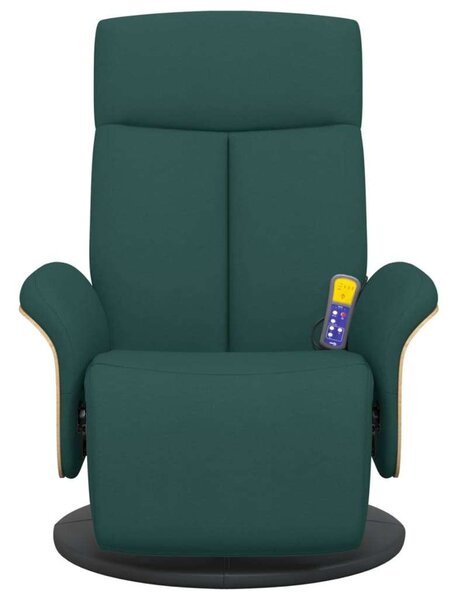 VidaXL sötétzöld szövet dönthető masszázsfotel lábtartóval