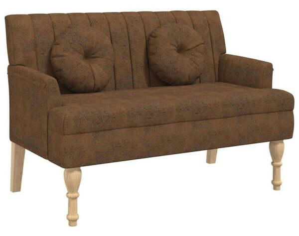 VidaXL barna műbőr pad párnákkal 113x64,5x75,5 cm
