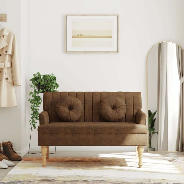 VidaXL barna műbőr pad párnákkal 113x64,5x75,5 cm