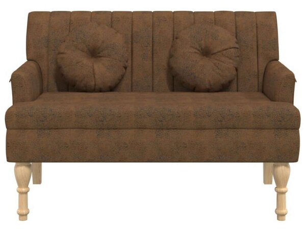 VidaXL barna műbőr pad párnákkal 113x64,5x75,5 cm