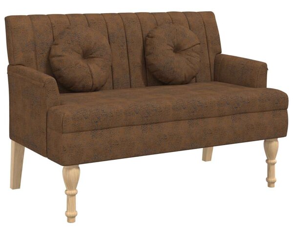 VidaXL barna műbőr pad párnákkal 113x64,5x75,5 cm