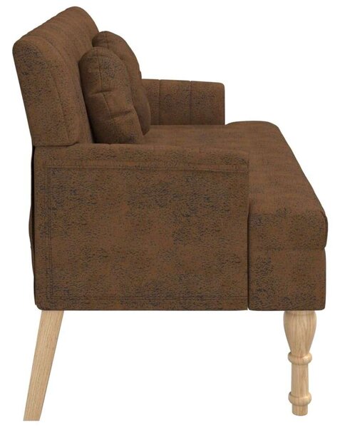 VidaXL barna műbőr pad párnákkal 113x64,5x75,5 cm