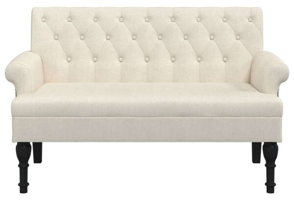 VidaXL vászonszínű szövet pad háttámlával 120 x 62 x 75,5 cm