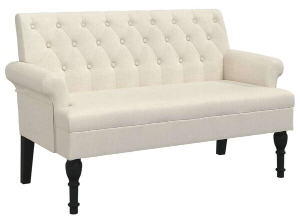 VidaXL vászonszínű szövet pad háttámlával 120 x 62 x 75,5 cm
