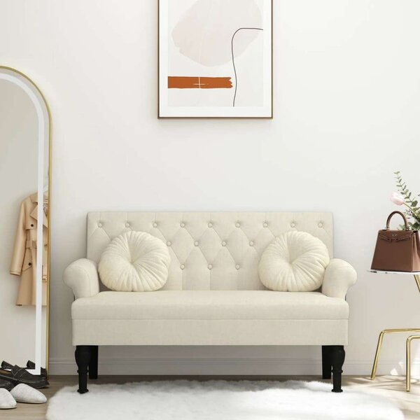 VidaXL vászonszínű szövet pad háttámlával 120 x 62 x 75,5 cm
