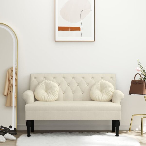 VidaXL vászonszínű szövet pad háttámlával 120 x 62 x 75,5 cm