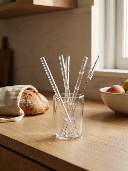 Sinsay - Üveg szívószál készlet tisztítókefével 5 pack - clear
