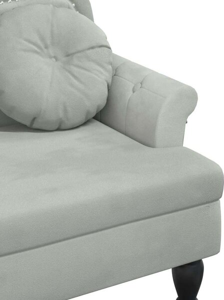VidaXL világosszürke bársony pad párnákkal 120,5 x 65 x 75 cm