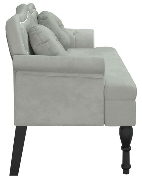 VidaXL világosszürke bársony pad párnákkal 120,5 x 65 x 75 cm