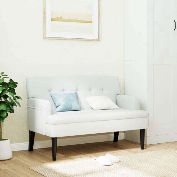 VidaXL fehér műbőr pad háttámlával 112x65,5x75 cm