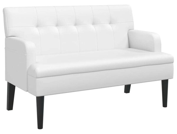 VidaXL fehér műbőr pad háttámlával 112x65,5x75 cm
