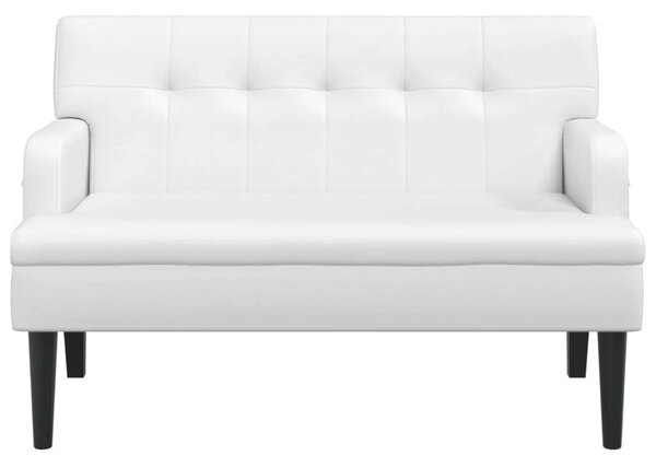 VidaXL fehér műbőr pad háttámlával 112x65,5x75 cm