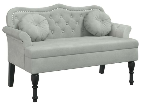 VidaXL világosszürke bársony pad párnákkal 120,5 x 65 x 75 cm