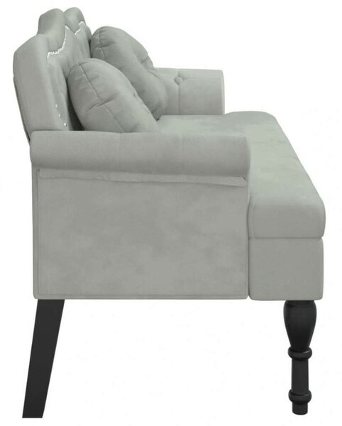 VidaXL világosszürke bársony pad párnákkal 120,5 x 65 x 75 cm