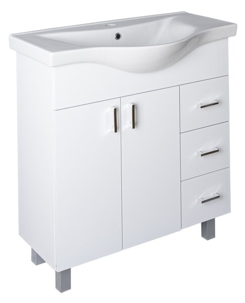 VivaStyle BIANKA 80 lábon álló fürdőszobabútor 3 fiókos Sanovit ALBATROS 10080 mosdóval 80 x 46 cm