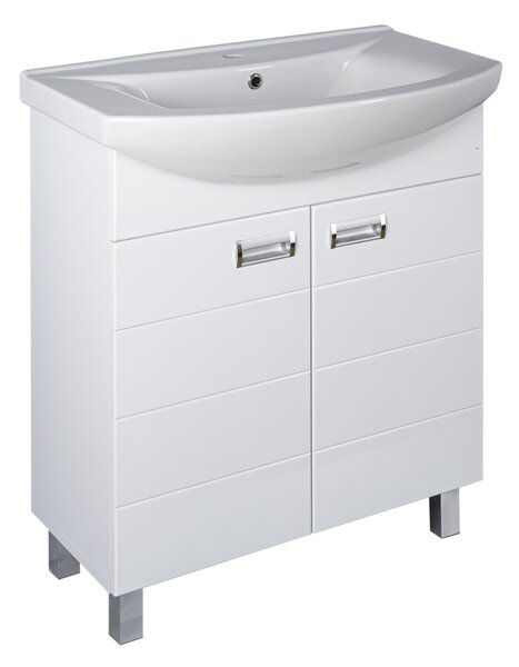 Viva SZQUARE 55 lábon álló fürdőszobabútor Sanovit ZENON 6055 porcelán mosdóval 55 x 44 cm