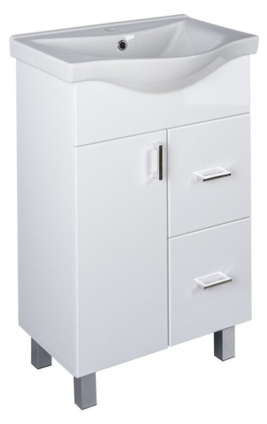 VivaStyle BIANKA 55 lábon álló fürdőszobabútor 2 fiókos Sanovit ALBATROS 10055 mosdókagyló 55x45 cm