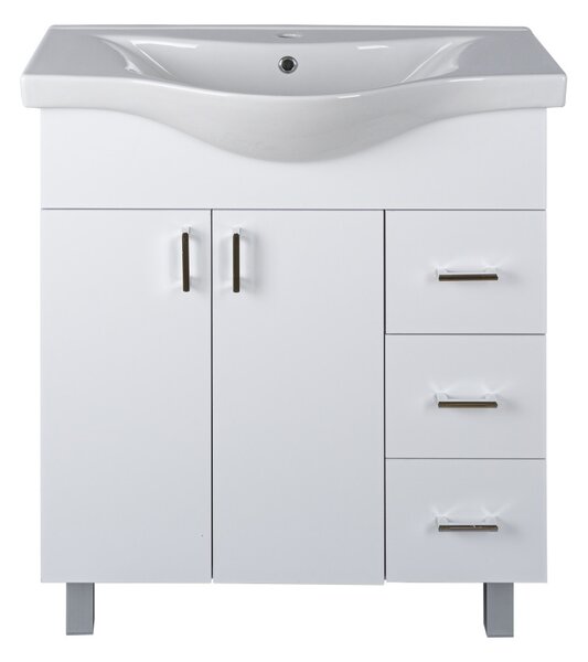 VivaStyle BIANKA 80 lábon álló fürdőszobabútor 3 fiókos Sanovit ALBATROS 10080 mosdóval 80 x 46 cm