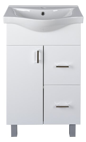 VivaStyle BIANKA 55 lábon álló fürdőszobabútor 2 fiókos Sanovit ALBATROS 10055 mosdókagyló 55x45 cm