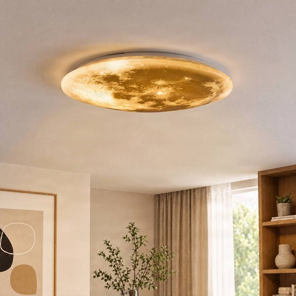 Trio Lighting LED mennyezeti lámpa Lunar távirányítóval 60cm, dimmelhető, Fehér / opál, Nappali / Étkező, Műanyag, Modern