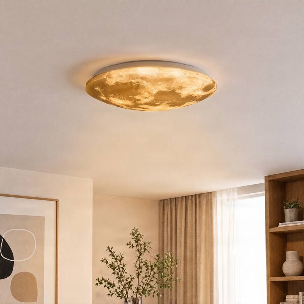 Trio Lighting LED mennyezeti lámpa Lunar távirányítóval 40cm, dimmelhető, Fehér / opál, Nappali / Étkező, Műanyag, Modern