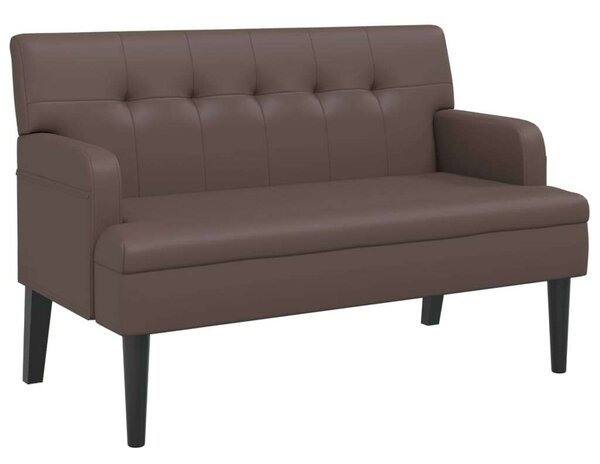VidaXL barna műbőr pad háttámlával 112x65,5x75 cm